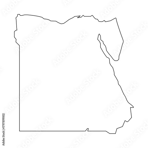 Egypt outline map. Egypt map vector. Egypt map on white background