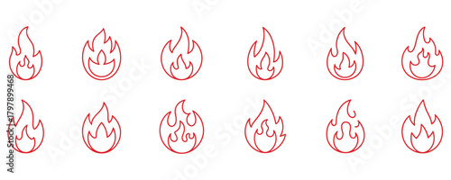 Ignite your designs with these ten vibrant flame icons, perfect for a hot, modern look and feel that will set your project ablaze with style!