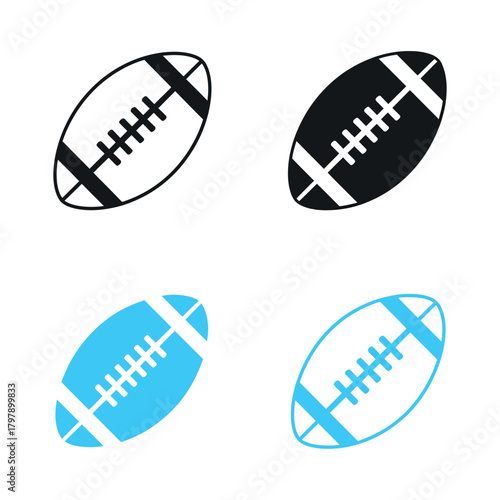 Dynamic set of football illustrations for sports designs or game day promotions, perfect for flyers, websites, and social media graphics.