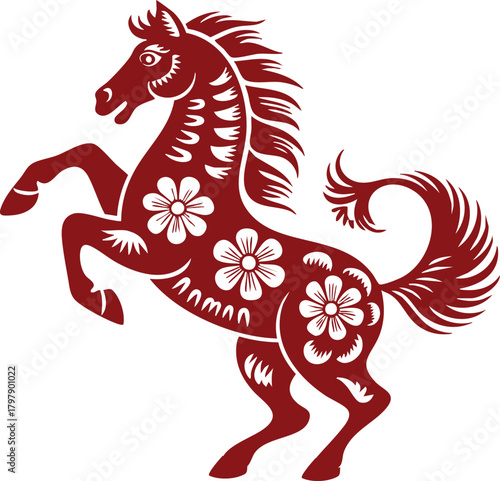 Chinese New Year papercut of the zodiac sign for the Year of the Horse.