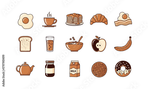Collection of breakfast food icons