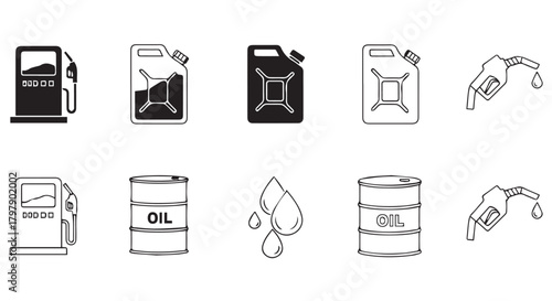 Collection of fuel and oil related icons
