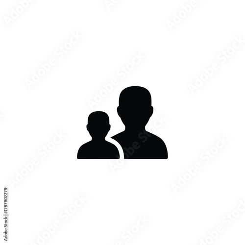Silhouette icon representing two people one adult and one child