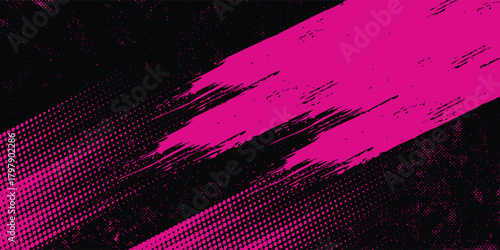 Black pink brush pattern car sticker, banner, sporty abstract lines, black pink color combination, grunge brush pattern.