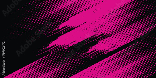 Black pink brush pattern car sticker, banner, sporty abstract lines, black pink color combination, grunge brush pattern.