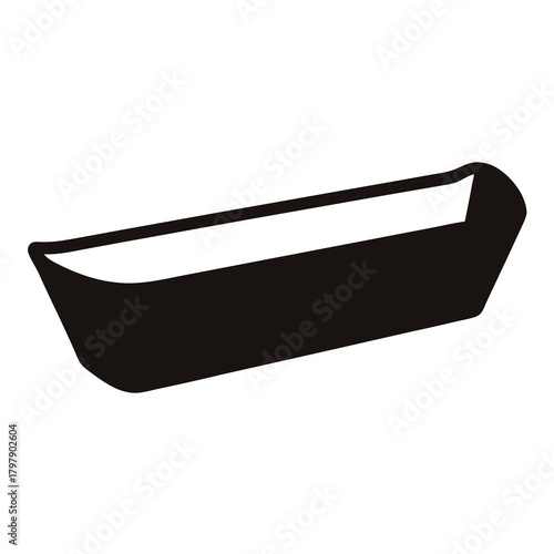 Minimalist illustration of a rectangular container or tub in simple style