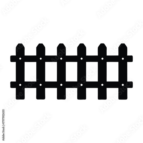 Simple black and white vector illustration of a classic wooden fence