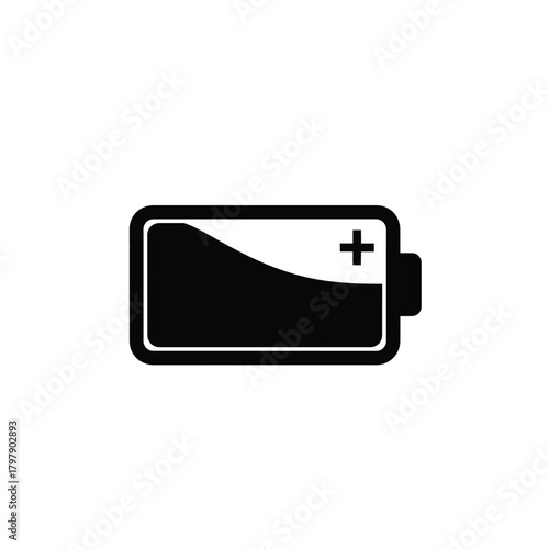Simple black and white battery icon with partial charge