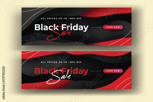 red gradient black friday banners vector design illustration