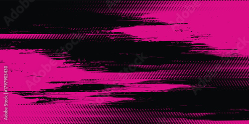 Black pink brush pattern car sticker, banner, sporty abstract lines, vector.