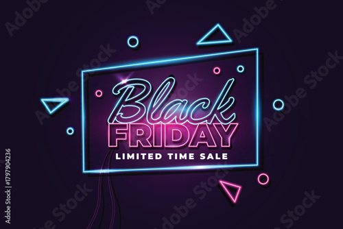 neon style black friday limited time sale vector design illustration