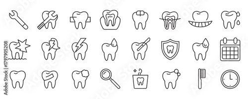 Comprehensive dental care icons for healthy, bright smiles - perfect for dentists, orthodontists, and dental health campaigns