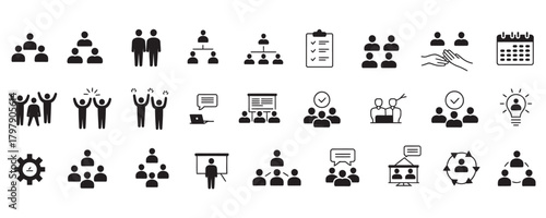 Streamline your business strategy with these simple and effective team management icons for presentations, websites, and marketing materials today