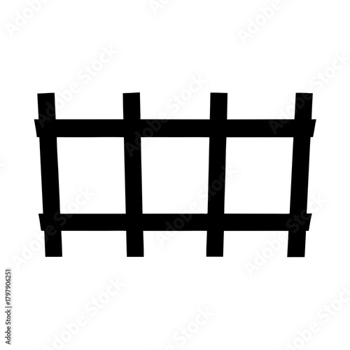 Stylized simplistic black fence illustration on white background forming an enclosure