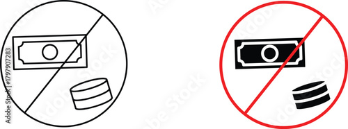 no cash  icon vector graphic illustration  with white background flat hand made icon fill icon .