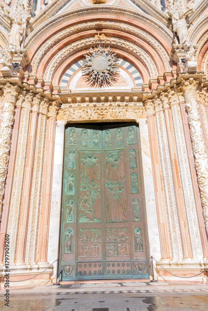Fototapeta premium Bronze Door of Siena Cathedral Facade, Italy
