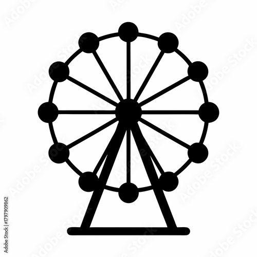 Black and white Ferris wheel illustration for fun and amusement parks