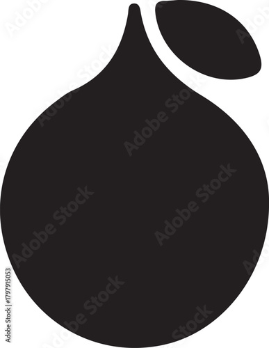 Stylized Round Fruit Icon: Apple, Fig, or Healthy Organic Produce Symbol