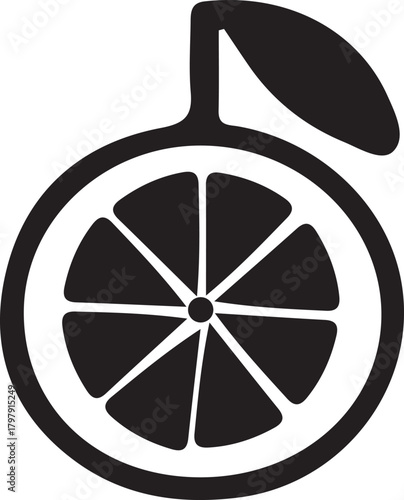 Sliced Citrus Fruit Icon: Orange, Lemon, Juice, and Vitamin C Symbol