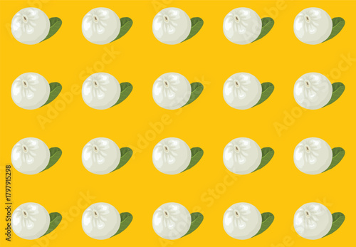 Seamless pattern with longan fruit, peeled skin for longan