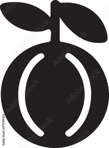 Stone Fruit or Plum Icon: Fresh Produce, Healthy Food