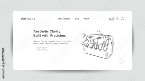 Toolbox with various tools hammer screwdriver wrench precision concept Keywords: toolbox, tools