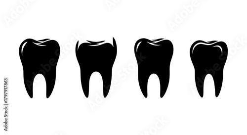 Dental tooth health and hygiene care icons set on white background