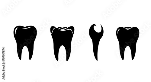 Human teeth silhouettes for dentistry and oral health concept