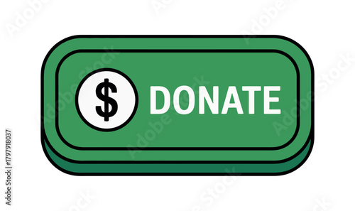A green button with a dollar sign and the word DONATE is shown, representing charitable giving.