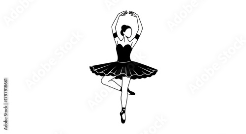 Graceful ballerina dancing en pointe in a classic ballet pose