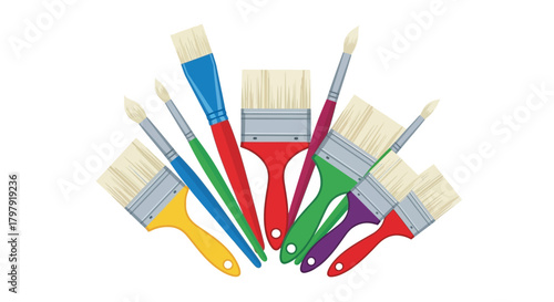 Colorful paint brushes artistic tools for creative hobby crafts