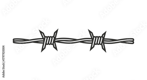 Barbed wire fence element minimalist vector illustration design