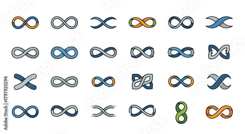 Infinity symbol collection: modern endless loop design graphic
