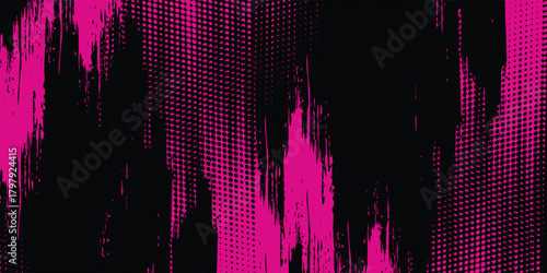 Black pink brush pattern car sticker, banner, sporty abstract lines, vector.