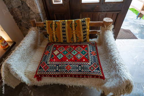 Armchair with Albanian folk ornaments from the north, interior