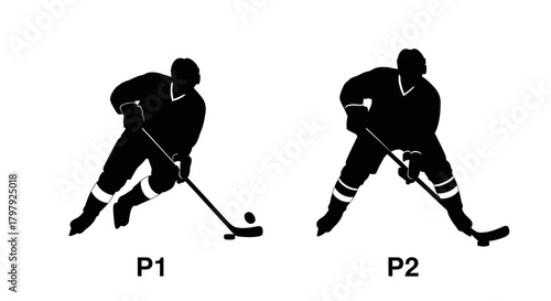 Dynamic ice hockey players silhouettes for sport design concept