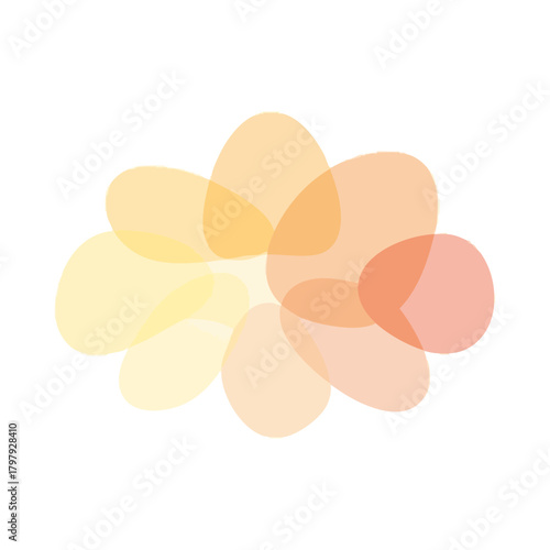 Minimalist flat vector emotional warmth sensory map with fluid warm toned organic shapes blending softly on a clean white background, symbolizing comfort