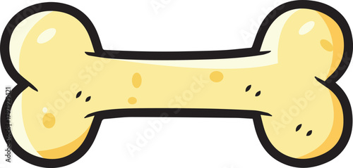 Cartoon illustration of a single light brown dog bone with a thick black outline and simple shading against a white background