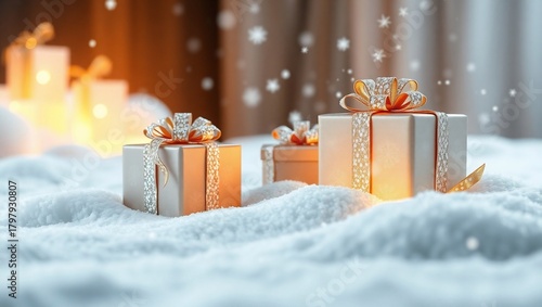 Festive Gifts in a Winter Wonderland Sparkling Presents in Snow