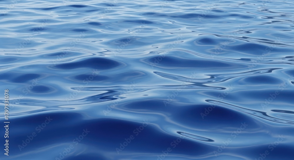 Naklejka premium Close up of deep blue water surface with gentle ripples and reflections