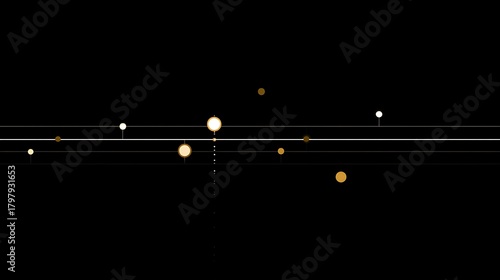 Poisson Process Discrete Glowing Golden Orbs Event Light Materialize
