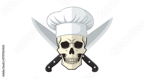 Skull chef hat with crossed knives representing culinary danger