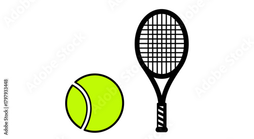 Tennis racket and ball illustration for sport and game concepts