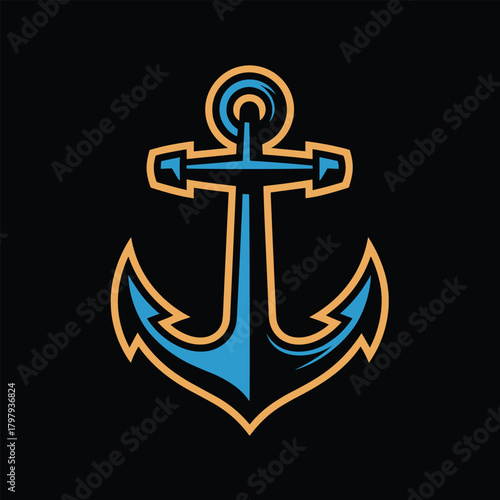 Bold Nautical Anchor Icon Modern Marine Logo 
