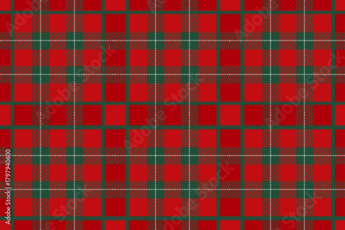 A detailed Christmas tartan pattern with layered lines in red and green. Perfect for traditional textile designs, wrapping paper, digital projects, and festive crafts.