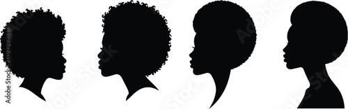 Four Black Woman Silhouettes With Afro Hairstyles female