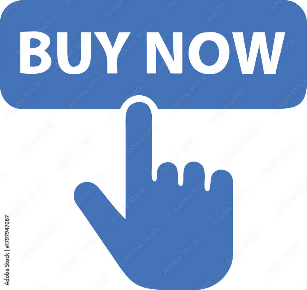 Obraz premium Hand clicking “Order Now” button vector icon flat design on white background