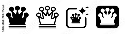 Queen icon illustration symbolizing leadership and strategy in a bold vector style on a transparent background