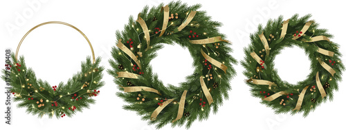 Holiday Wreath Collection Festive Christmas Decorations with Garland and Ornaments
