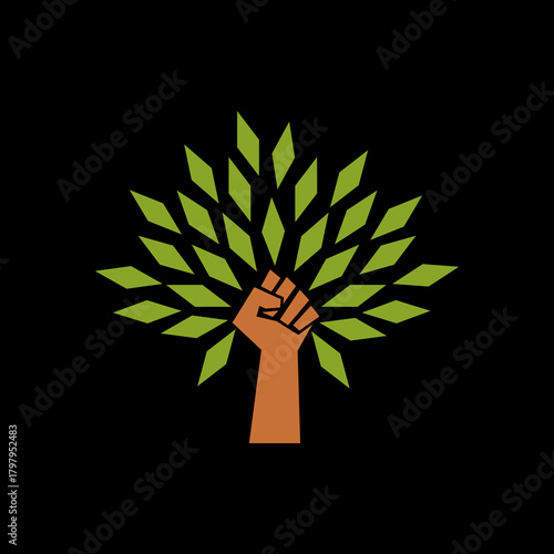 Eco Protest Tree logo icon isolated on black background
